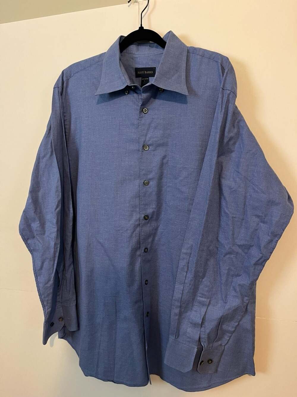 Scott Barber Blue 100% Cotton Long Sleeve Button Down Shirt Size L